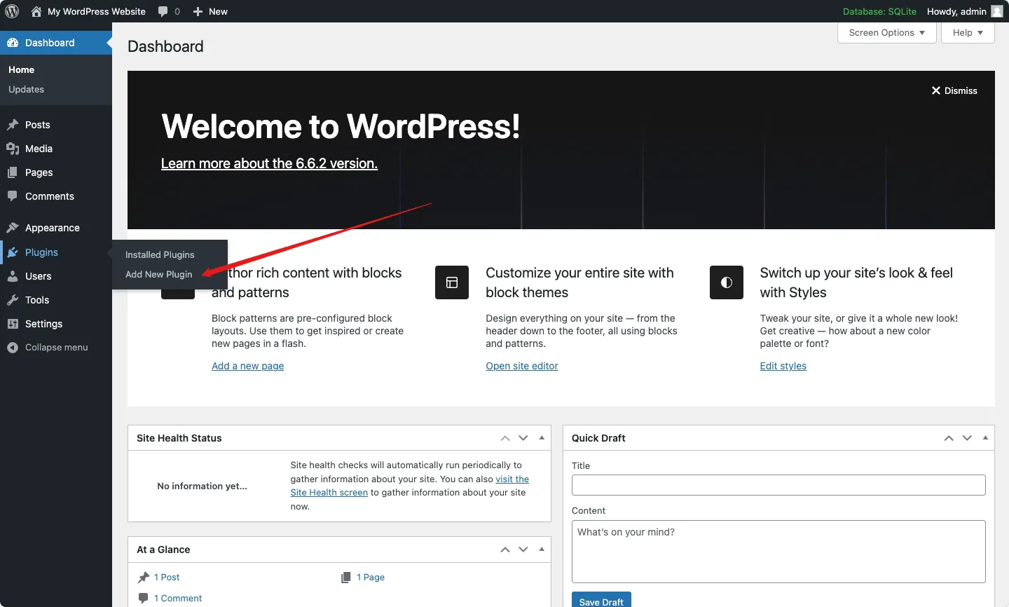 WordPress Plugins Add New screen