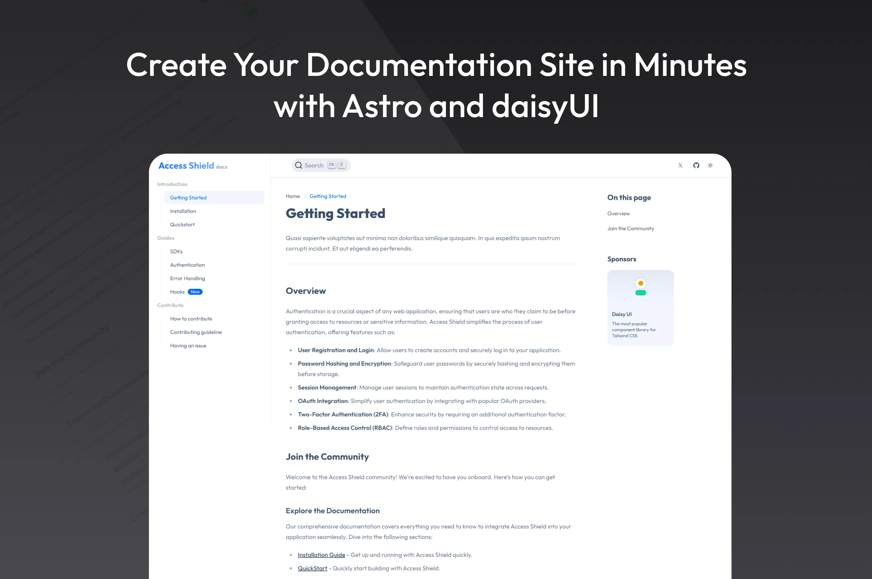 Introducing: Documentation template for Astro and daisyUI