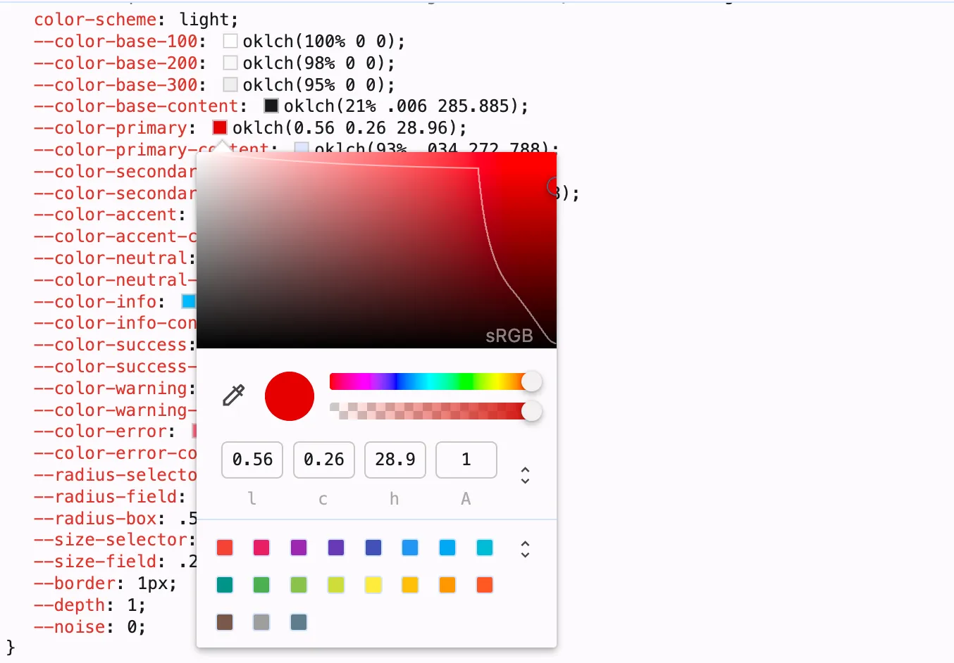 edit daisyui tailwindcss colors in devtools