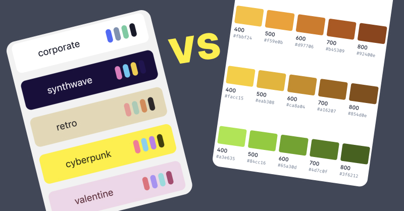 All about daisyUI color system and comparing it to Tailwind CSS color names