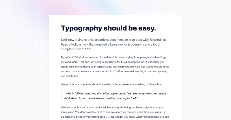 tailwindcss/typography Tailwind CSS plugin
