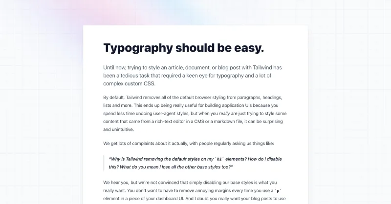 tailwindcss/typography Tailwind CSS plugin