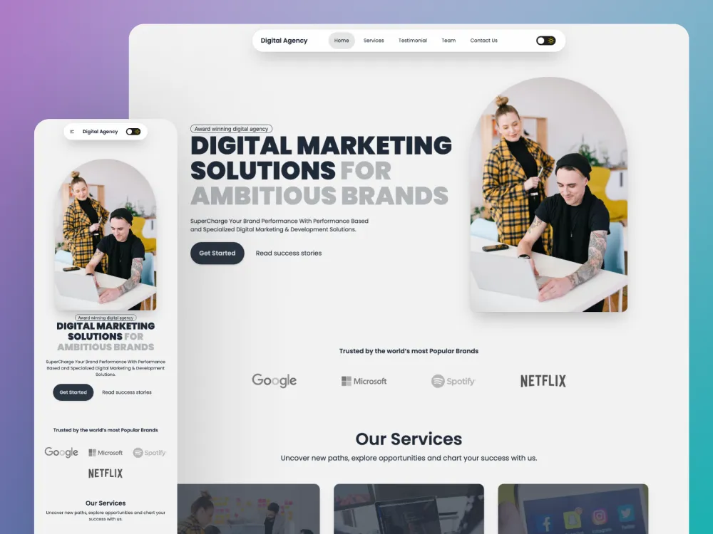 Agency landing page