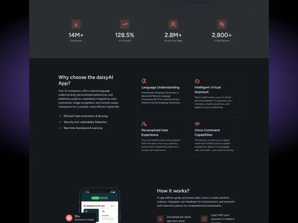 Mobile app landing page