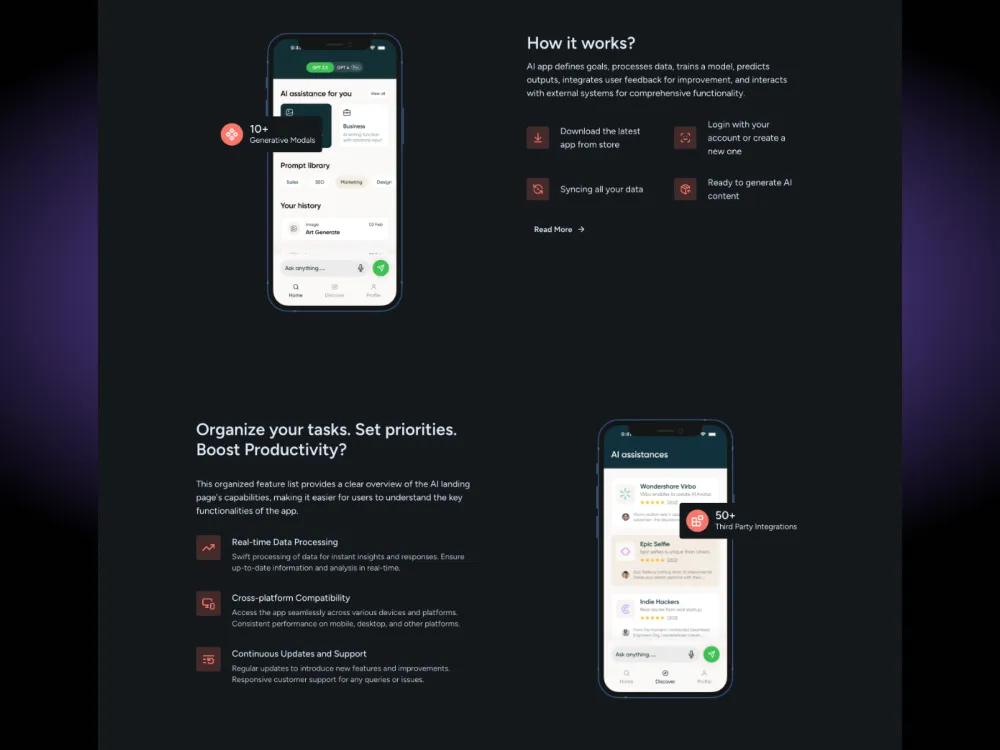 Mobile app landing page