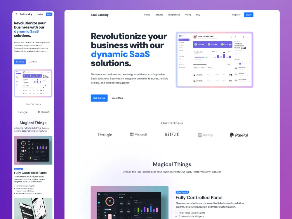 SaaS landing page