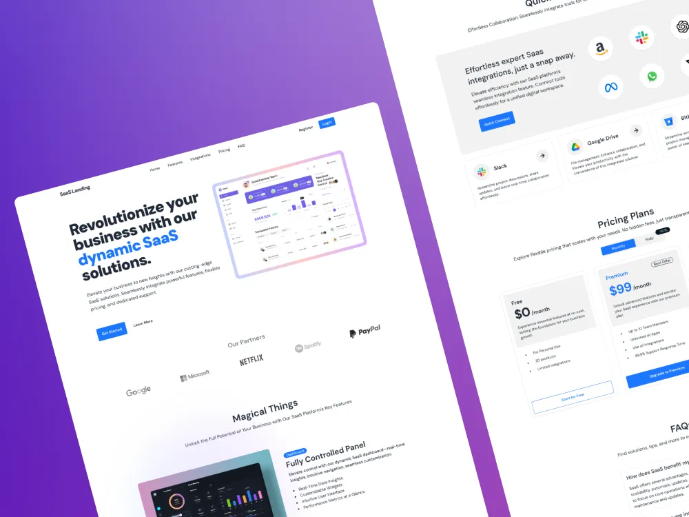 SaaS landing page