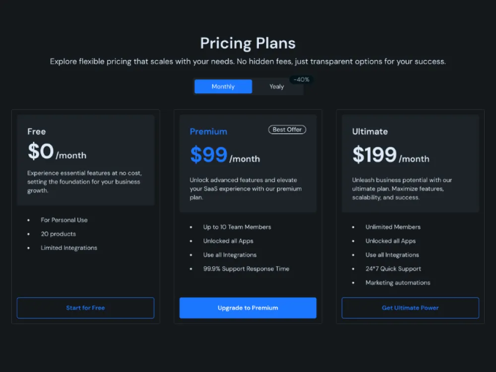 SaaS landing page